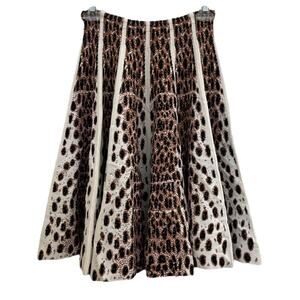 Gianni Bini Leopard Print Dorinda Pleated Knit Swing Skirt Retro NWT